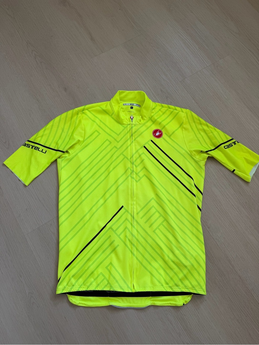 Castelli Passo Short Sleeve Cycling Jersey Neon Yellow Large Performance Wear